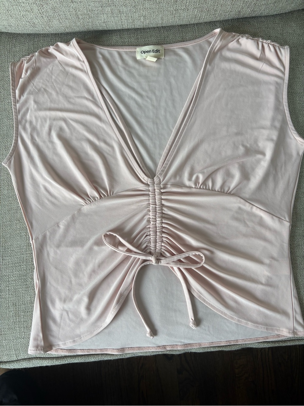 Open Edit Pale Pink Ruched Top - Picture 2 of 4